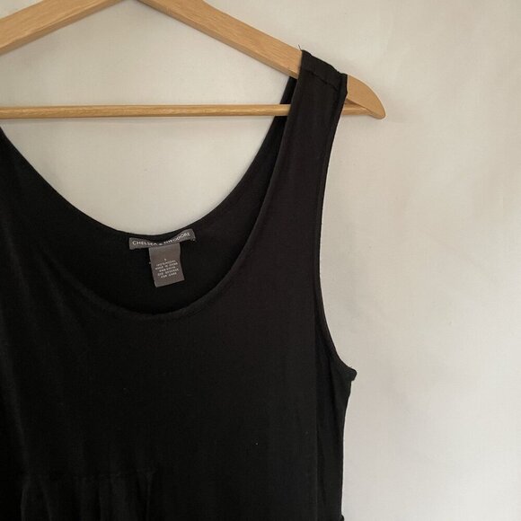 Chelsea & Theodore black gothcore ruffled sleeveless maxi dress summer modal L - Picture 2 of 9